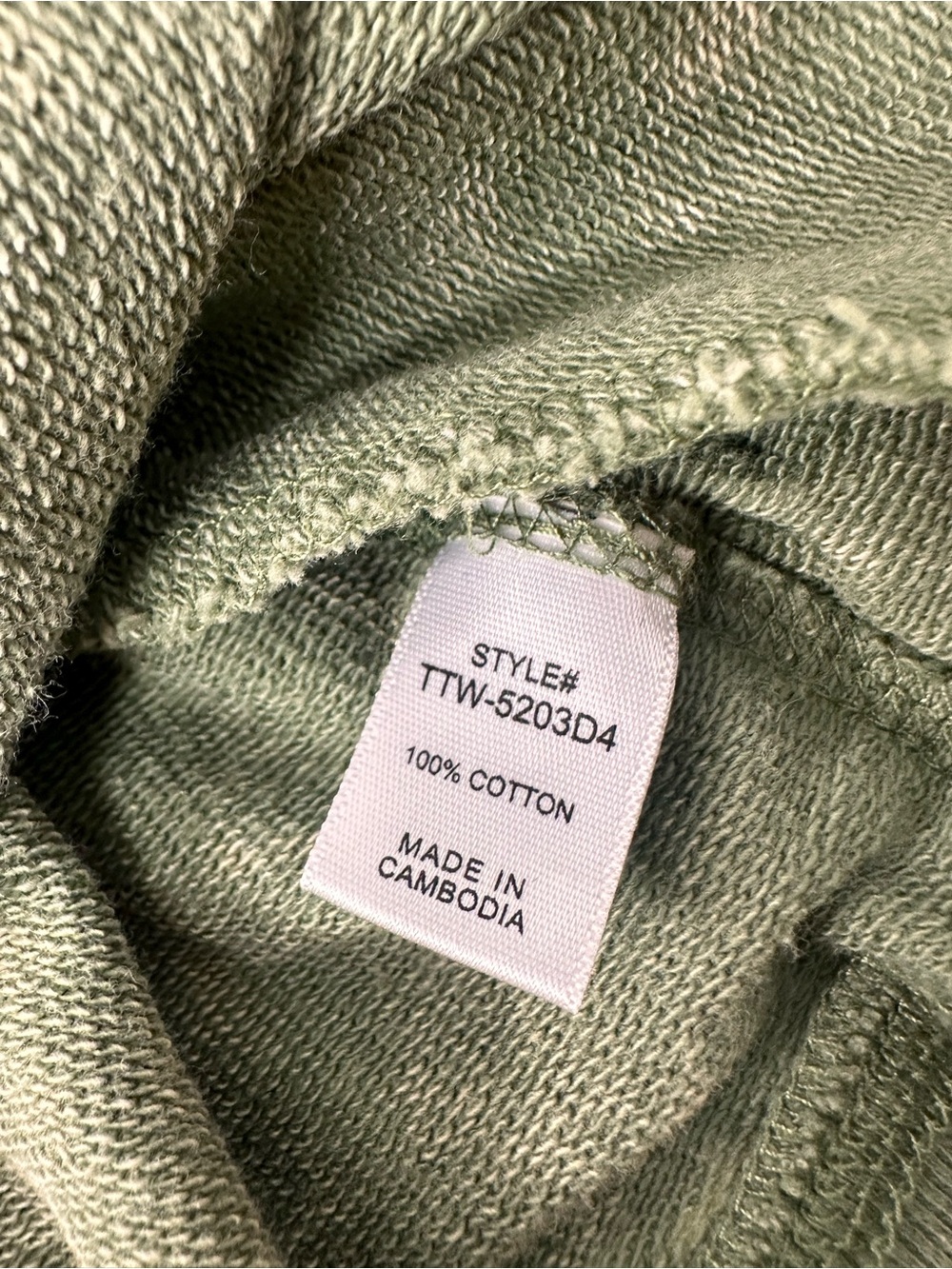 Zenana Mineral Wash Sweatshirt M Olive Green Distressed Raw Seam Pocket - Picture 9 of 9